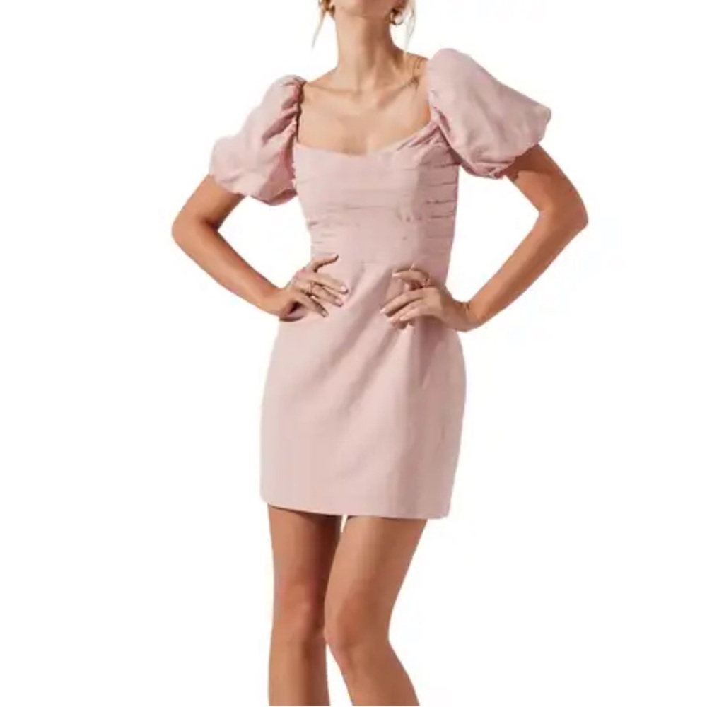 ASTR the label pleat puff sleeve dress, dusty rose, medium